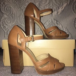 Michael Kors Luggage Platform Chunky Heel